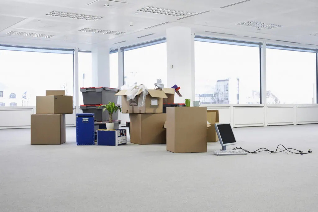 moving boxes and items ready for junk removal service