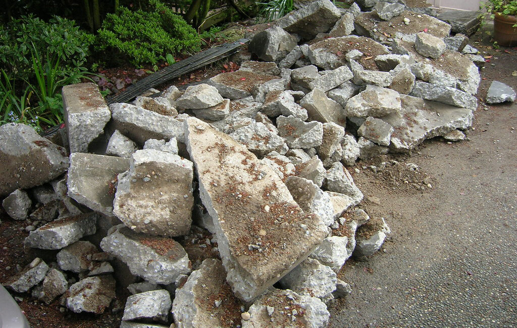 piles of concrete ready for junk removal