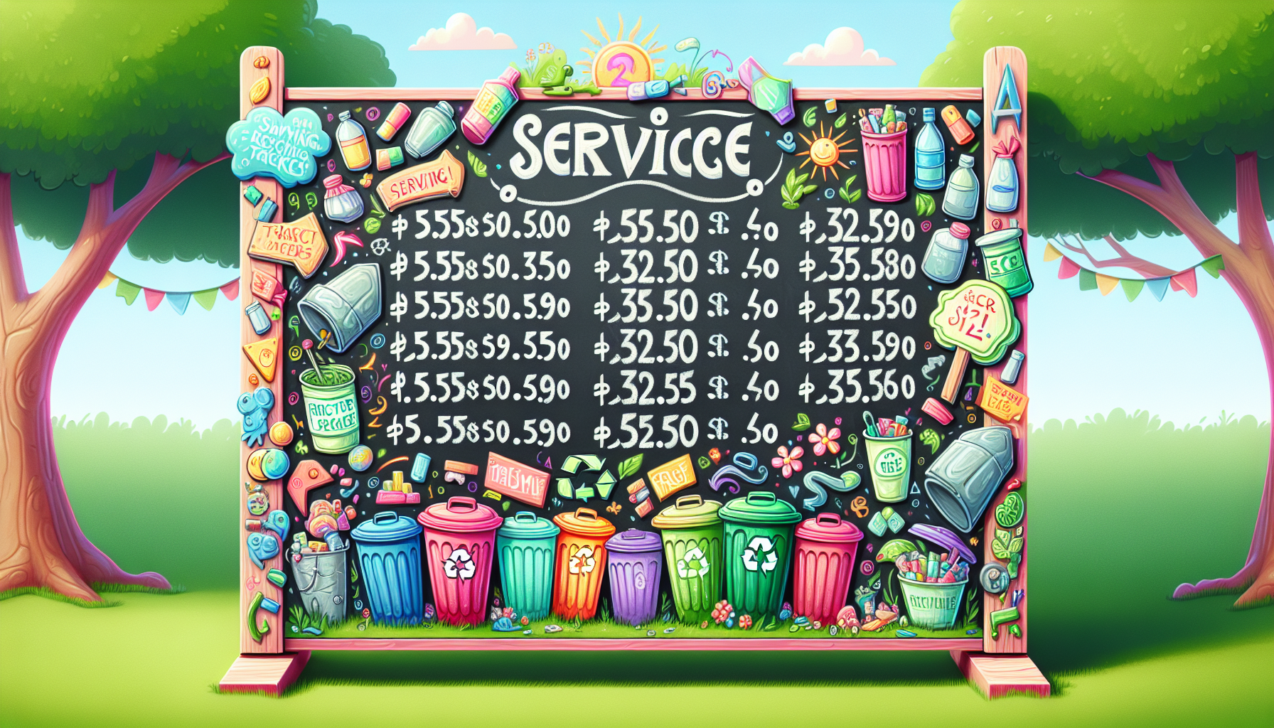An artistic representation of affordable pricing for trash services, featuring a visual comparison of different service costs.