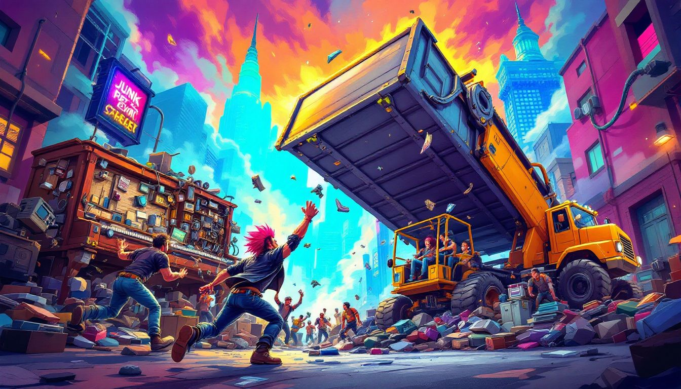 A collage of different types of junk removal services offered.