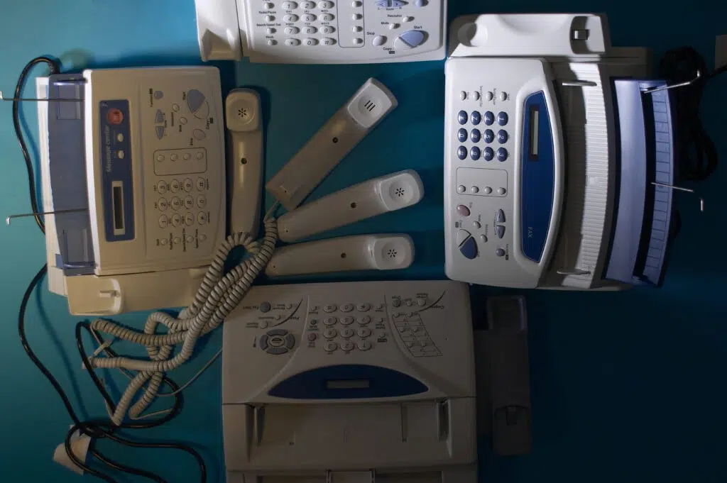 old fax machines ready for appliance removal