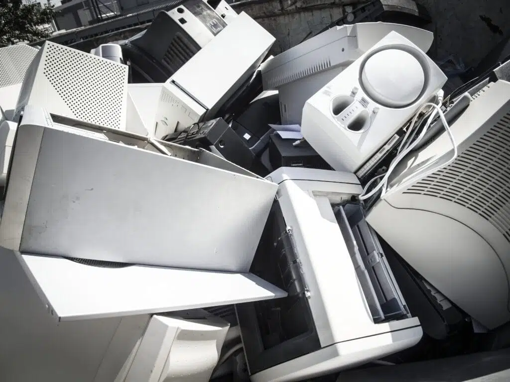 old electronics ready for electronics waste removal services