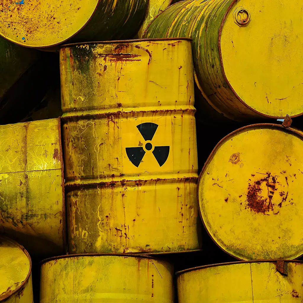 yellow barrels with hazardous waste