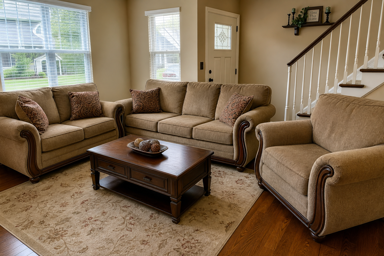 Matching living room sofa loveseat and chair set for bulk removal