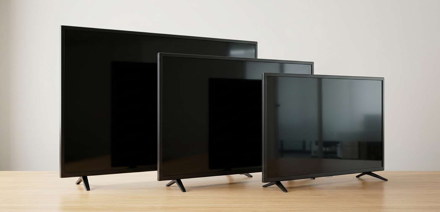 Three flat-screen LED and LCD TVs of different sizes set out for removal and recycling